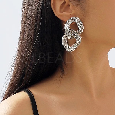 Alloy & Glass Dangle Stud Earrings FS-WG3D9CC-04-1