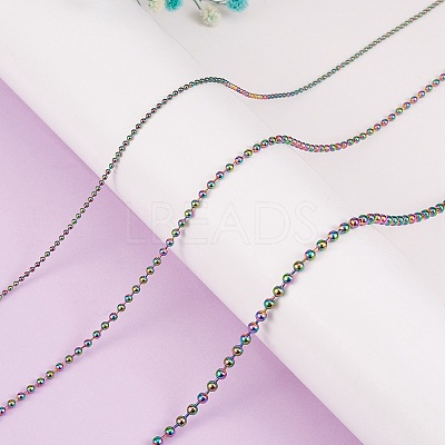 5M Rainbow Color 304 Stainless Steel Ball Chains STAS-SZ0002-22B-1