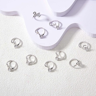 Anti-Tarnish Rhodium Plated 925 Sterling Silver Initial Letter Open Cuff Ring JR852C-1