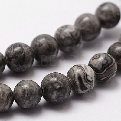 Natural Map Stone/Picasso Stone/Picasso Jasper Beads Strands G-G735-27-8mm-1