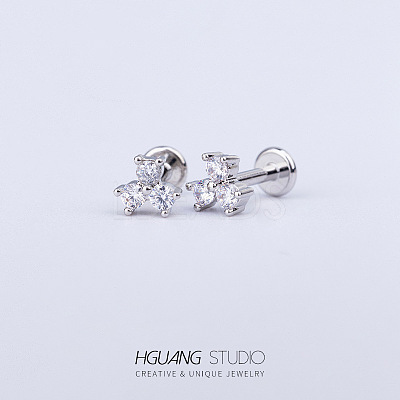 Stainless Steel Micro Pave Clear Cubic Zirconia Cartilage Earrings for Women Men WG126FA-15-1