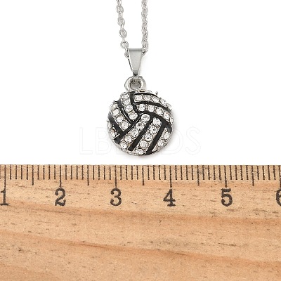 Zinc Alloy Crystal Rhinestone Sport Ball Pendant Cable Chain Necklaces LS-NJEW-U024-01P-04-1