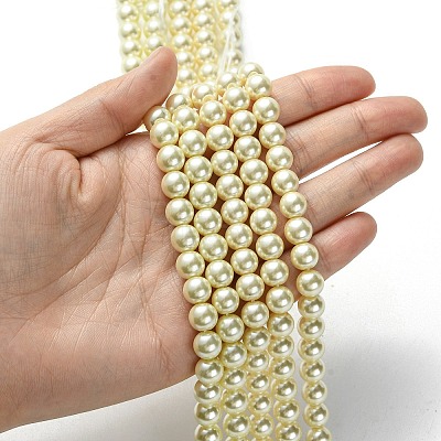 Eco-Friendly Glass Pearl Beads Strands HY-A008-8mm-RB003-1