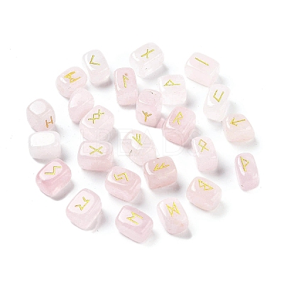 Rectangle Natural Rose Quartz Rune Stones G-Z059-01C-1