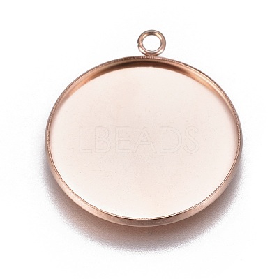Ion Plating(IP) 304 Stainless Steel Pendant Cabochon Settings X-STAS-G127-13-25mm-RG-1