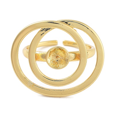Rack Plating Brass Open Cuff Ring Settings KK-Z071-30G-1