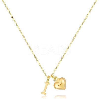 Brass Initial and Heart Pendant Necklaces for Women FS-WG01F32-09-1