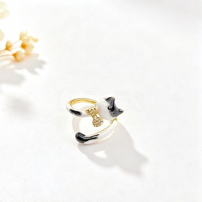 Brass Micro Pave Cubic Zirconia Cuff Open Rings WG78245-01-1