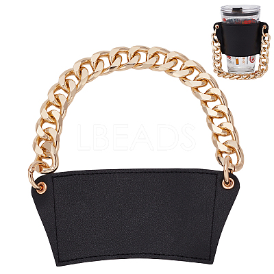 PU Leather Heat Resistant Reusable Cup Sleeve AJEW-WH0326-39B-1