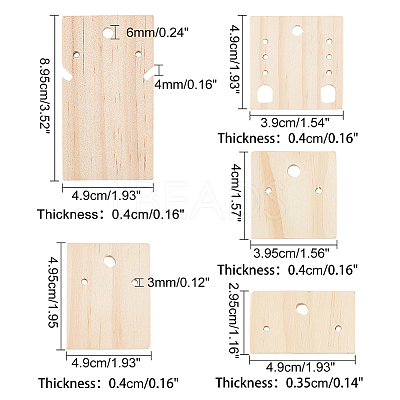 20Pcs 5 Styles Wooden Earring Organizer Boards EDIS-NB0001-07-1