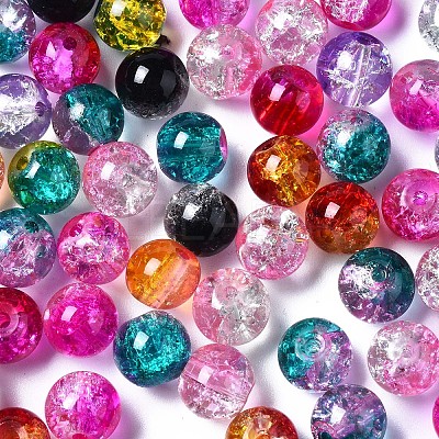 Transparent Crackle Baking Paint Glass Beads DGLA-N033-10-1