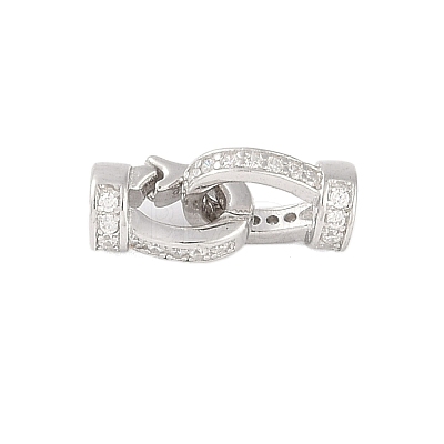 925 Sterling Silver Micro Pave Clear Cubic Zirconia Fold Over Clasps STER-U004-02P-1