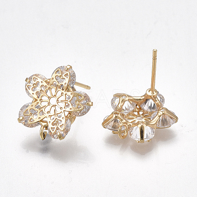 Brass Stud Earring Findings KK-T038-490G-1