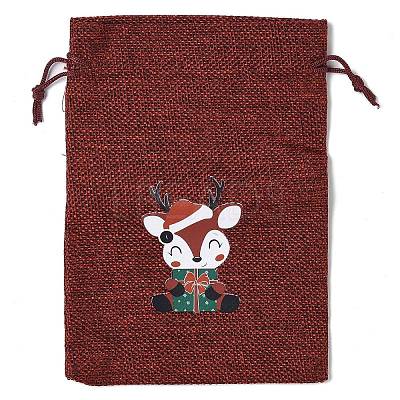 Christmas Theme Jute Cloth Storage Bags ABAG-F010-01B-06-1