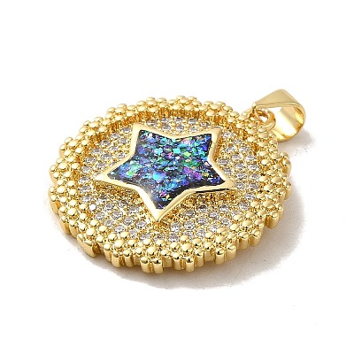 Rack Plating Brass Micro Pave Cubic Zirconia Pendants X-KK-D088-03G-1