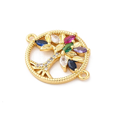 Brass Micro Pave Cubic Zirconia Connector Charms KK-S510-20G-1