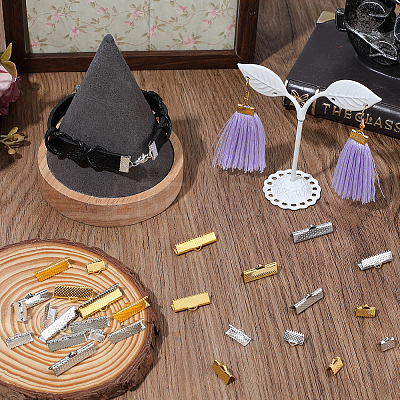 200Pcs 10 Styles Alloy Ribbon Ends FIND-SC0021-78-1