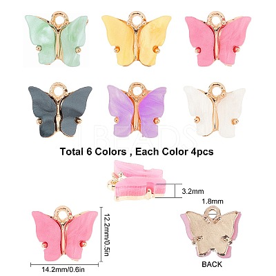 Light Gold Plated Acrylic Charms PALLOY-SC0002-58-1