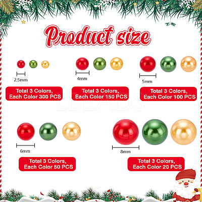 1860Pcs 15 Colors Imitation Pearl Acrylic Beads OACR-PH0004-70-1