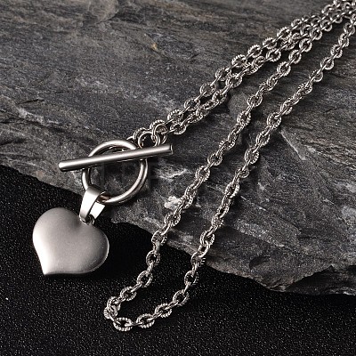 Tarnish Resistant Valentine's Day Heart 304 Stainless Steel Lariat Necklaces NJEW-JN01484-1