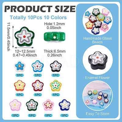 10Pcs 10 Colors Handmade Glass Enamel Beads GLAA-TA0003-96-1