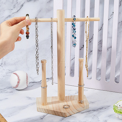 Wooden Baseball Ring Display Holder RDIS-WH0011-37B-1