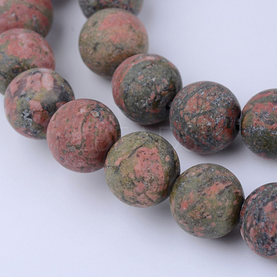Natural Unakite Beads Strands G-Q462-6mm-16-1