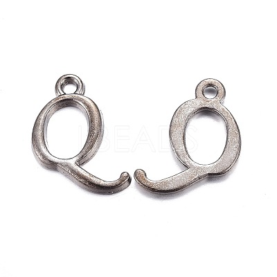Gunmetal Plated Alloy Letter Pendants PALLOY-P097-03-Q-1
