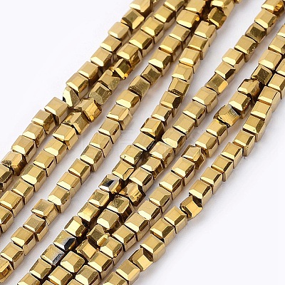 Electroplate Crystal Glass Faceted Cube Beads Strands EGLA-F013-A02-1