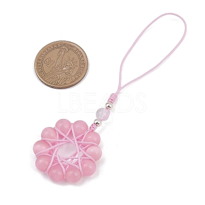 Cat Eye Flower Pendant Decorations HJEW-TA00419-02-1