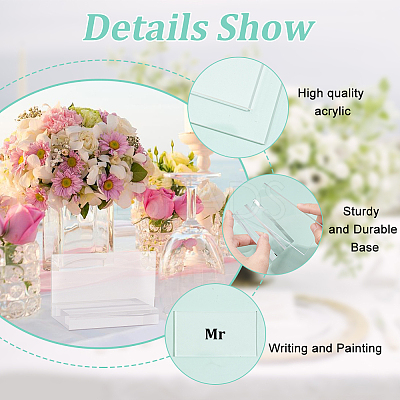 Transparent Acrylic Blank Place Sign & Base Holder Set FIND-WH0042-52-1