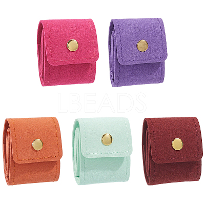 5Pcs 5 Colors PU Leather Ring Organizer Rolls ABAG-CL0001-68-1