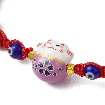 Adjustable Lanmpword Evil Eye Braided Bead Bracelet BJEW-JB11059-04-1