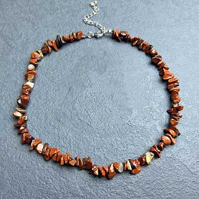 Natural Red Jasper Chip Beaded Necklaces for Women IW6789-47-1