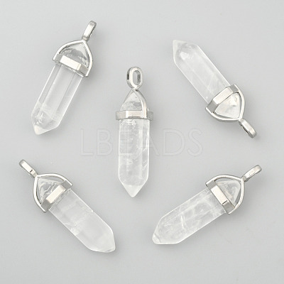 Natural Quartz Crystal Double Terminated Pointed Pendants G-F295-05P-1