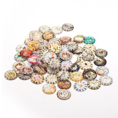 Printed Picture Glass Cabochons GGLA-YW0001-01B-1