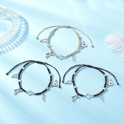 3Pcs 3 Colors Alloy Charm Bracelets BJEW-JB12628-1