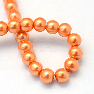 Baking Paint Pearlized Glass Pearl Round Bead Strands X-HY-Q003-4mm-36-1