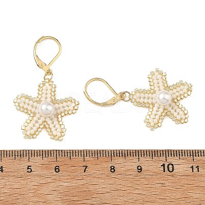 Brass Seed Glass Beads Leverback Earrings EJEW-MZ00759-1