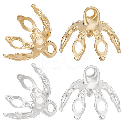 80Pcs 2 Colors Brass Flower Bead Cap Pendant Bails KK-BBC0007-87-1