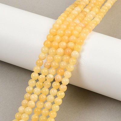 Natural Yellow Jade Bead Strands X-G-K121-01-4mm-1