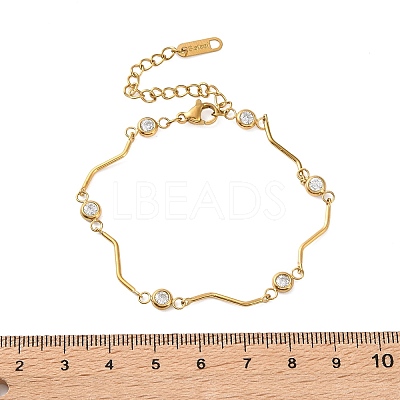 304 Stainless Steel Cubic Zirconia Link Bracelets SA-CBA8C9C-04B-G-1