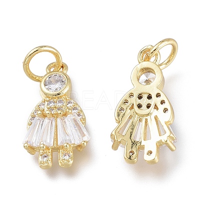 Brass Micro Pave Clear Cubic Zirconia Charms ZIRC-Q024-10G-1