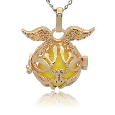 Golden Tone Brass Cage Pendants KK-J213-16G-1