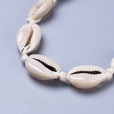 Adjustable Cowrie Shell Beads Beaded Necklaces NJEW-JN02394-1