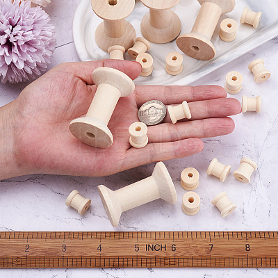 250 Pcs 2 Styles Wooden Empty Spools WOOD-TA0001-58-1