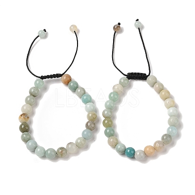 8mm Round Natural Flower Amazonite Braided Bead Bracelets BJEW-C067-01B-23-1