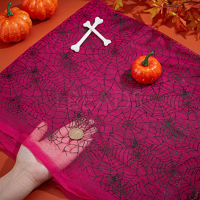 Halloween Theme Polyester Mesh Fabric DIY-WH0589-86A-1