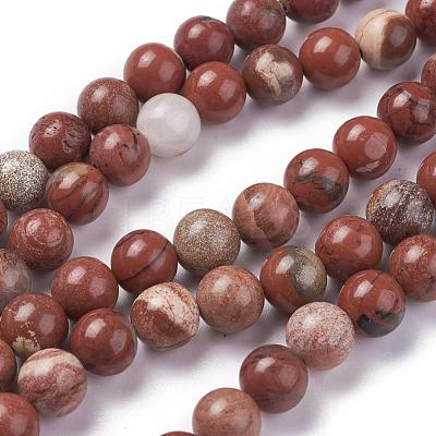 Natural Red Jasper Beads Strands G-F348-02-8mm-1