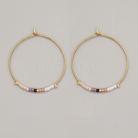 Bohemian Handmade Glass Seed Beads Hoop Earrings AM1646-4-1